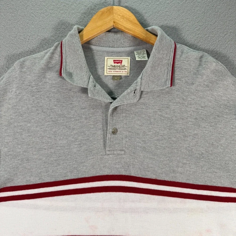 Vintage Levis Polo Shirt Mens Large Multicolor Stripes Classic Golf Classic 90s - Picture 3 of 12